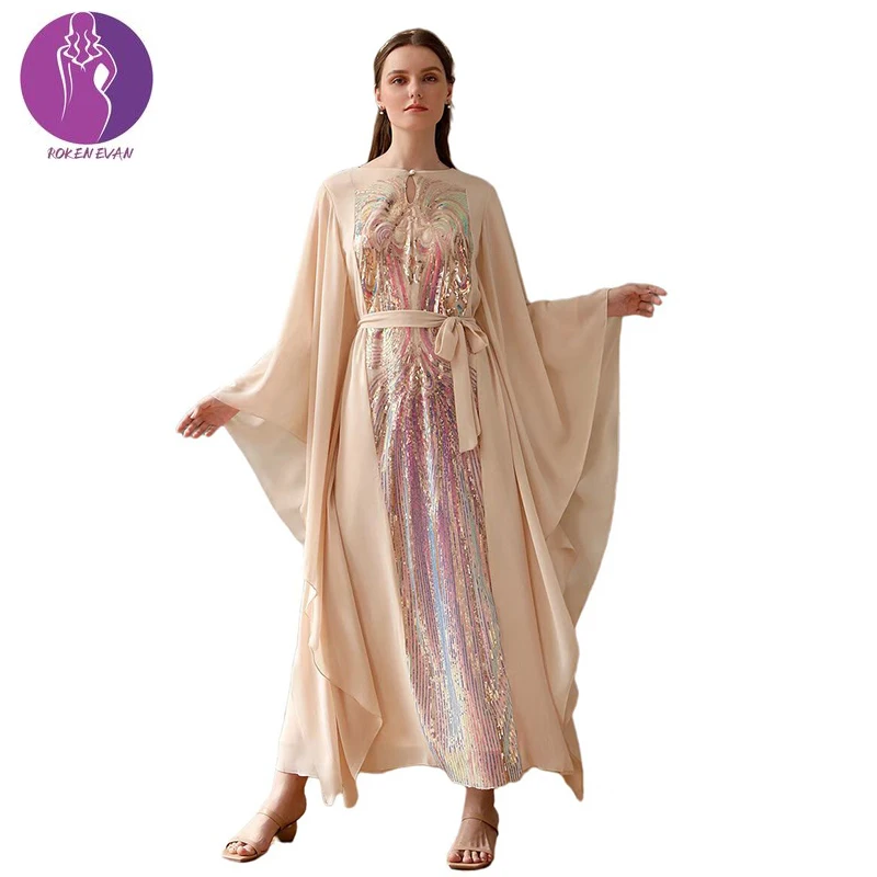 Roken Evan Middle East Ramadan Hui dress Arab women's dress  kaftan abayas for women turkish  party dress