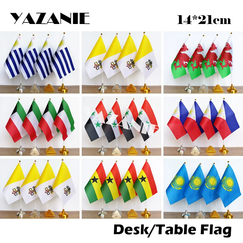 Язани 14*21 см 4 шт. флаг с национальным столом уругвка Ватикан валлийский Кувейт