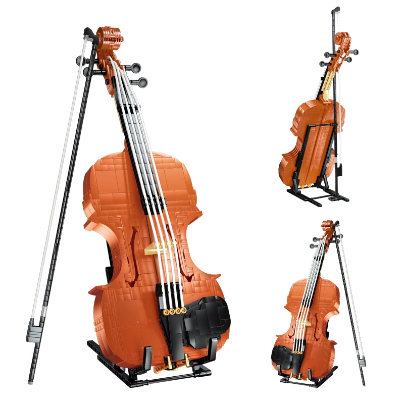 

City Classic Artist Musical Violin Model Building Blocks Friends Home Decoration Art Bricks Educational Toys for Children Gifts