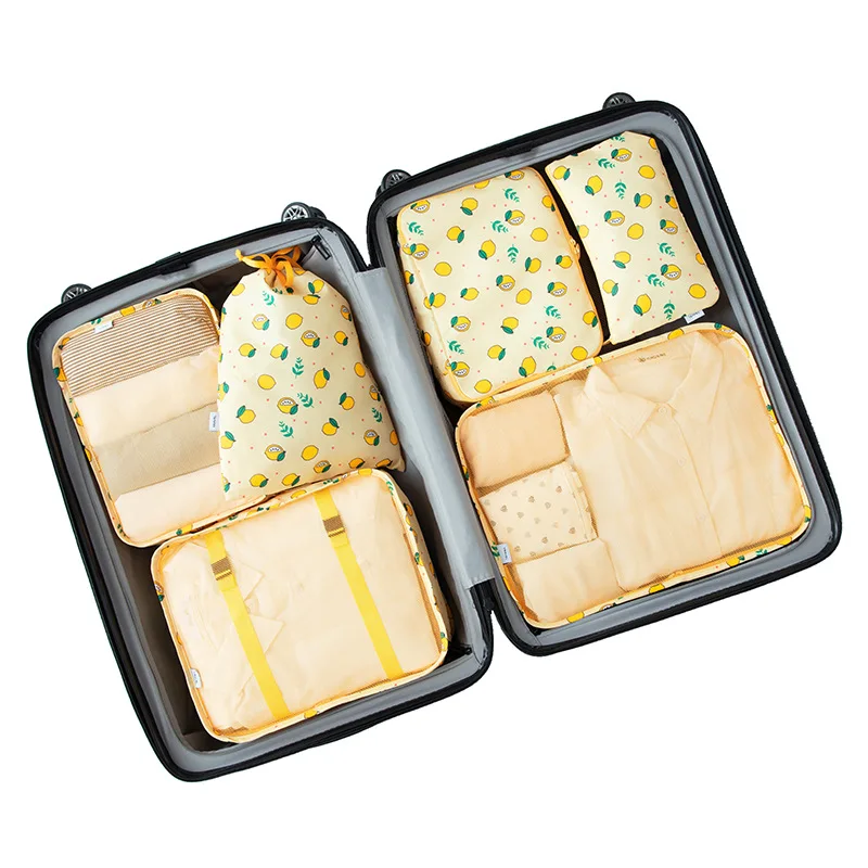 Yellow lemon Ruputin 6 шт./компл. Водонепроницаемый Чемодан органайзер для поездок производства мешка для сбора пыли большой для Для мужчин Для женщин Многофункциональный нижнее белье отделка Аксессуары для путешествий - Цвет: Yellow lemon