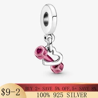 100 real 925 sterling silver pink dumbbell love charm fit original pandora braceletbangle making fashion diy jewelry 2021 new