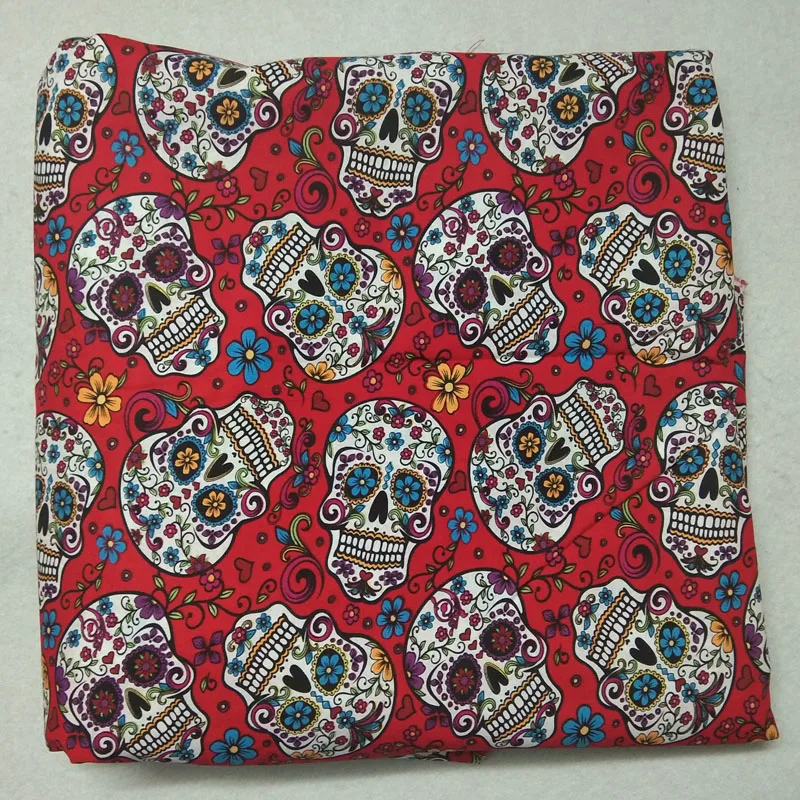 Хлопковое платье с принтом черепа 50x105 см в стиле панк для Хэллоуина красными