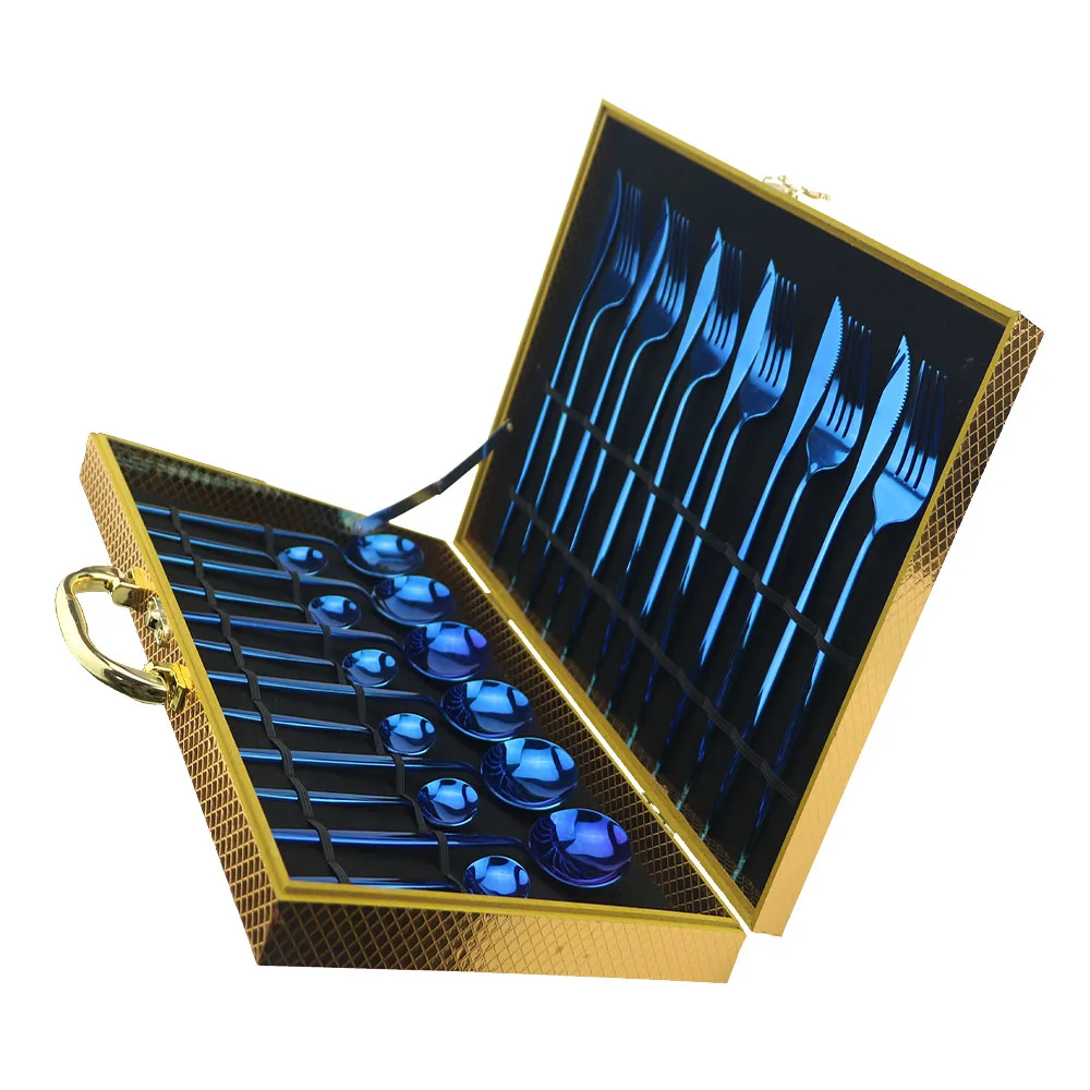 24 шт. роскошный золотой столовый набор из вилок нож ложка посуды 304 нержавеющая