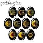 Новые татуировки в виде букв подсолнуха, 10 шт., смешанные, 13x12 мм18x25 мм30x40 мм, Овальные, фото, стекло, кабошон, демонстрация, плоская задняя часть