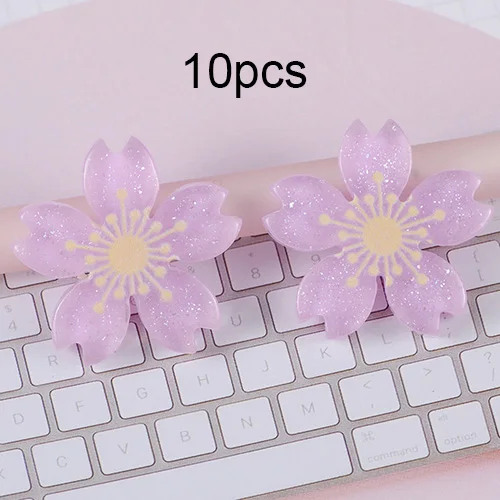 Purple 10pcs Happy monkey 10 шт. вишневые ломтики слизи поставки смолы подвески в форме цветов Набор сложения DIY ремесла наполнитель для пушистой прозрачной слизи глины - Цвет: Purple 10pcs