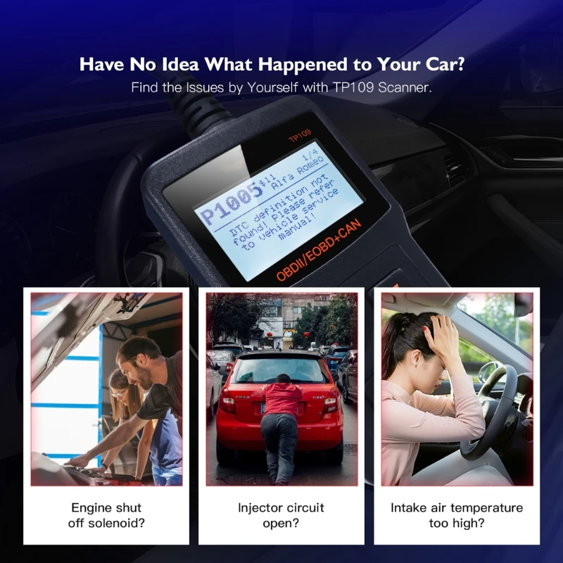 

TP109 OBD2 Car Scanner OBDII Engine Code Reader Clear Fault Code Car Diagnostic Tool Multilingual DTC Query Engine Scanner
