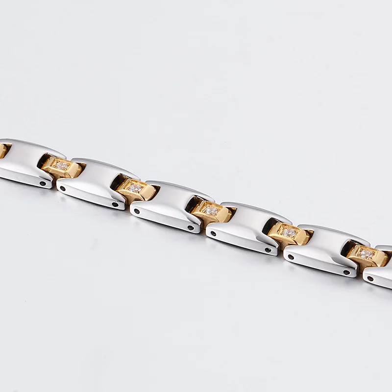 

Fashion Germanium Bracelets Stainless Steel Zirconia Health Magnets Energy Healthy Women Bracelets Jewelry