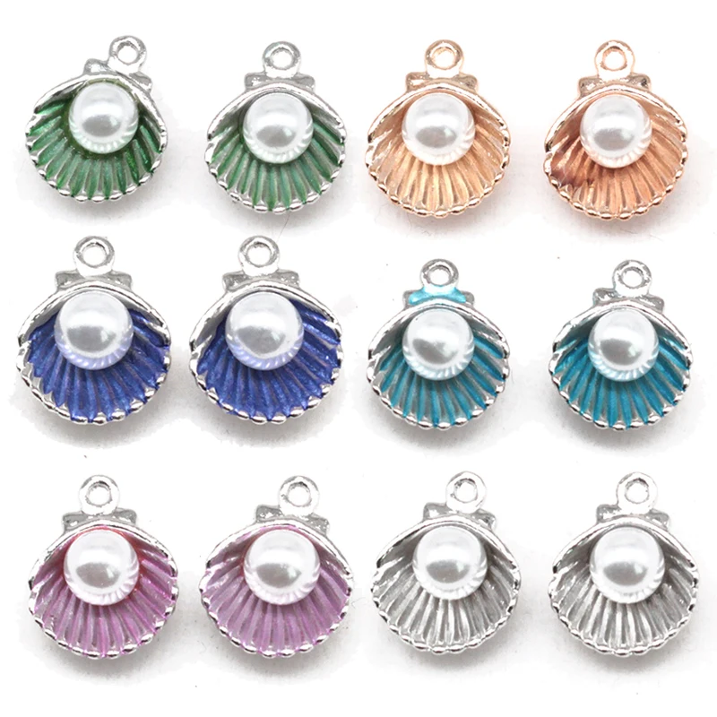 

10 шт./лот 12x15 мм подвески из эмалированного жемчуга и ракушек из сплава для изготовления браслетов, ожерелий, ювелирных изделий, «сделай сам»...