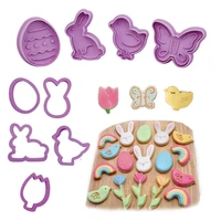 cartoon easter egg cookie embosser mold cute bunny chick shaped fondant icing biscuit cutting die set baking cake decoating tool