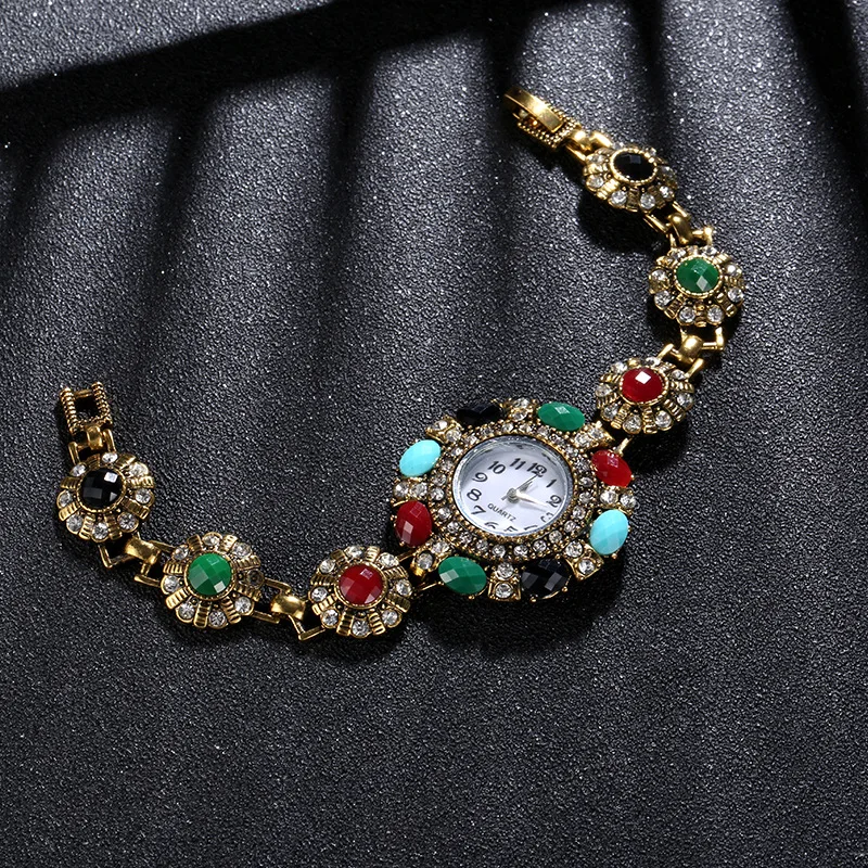 

2020 New Arrival Resin Color Bracelet For Women Jewelry Trendy Ancient Silver Female Quartz Watch Accessories Female Bracelets