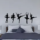 Набор из 5 наклеек на стену балерины, домашний декор, виниловые наклейки на стену для девочек, спальни, балерины, танцевальная комната, фрески 4542