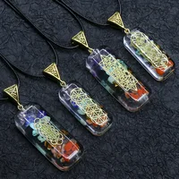 50PCS Chakra Energy Necklace Pendants Orgonite Pendulum Natural Stone Charms Jewelry For Outlet Factory Bulk Wholesales