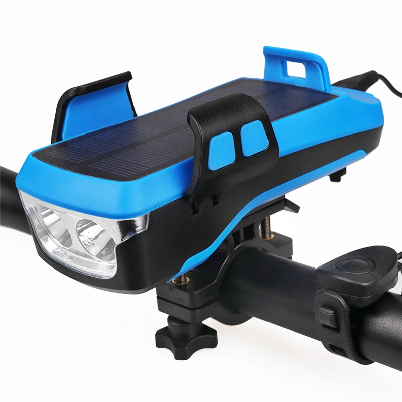 

Bike Phone Holder Solar USB Rechargeable Power Bank Two Flashlight Bicycle Phone Holder Stand For Mobile Cell Phone Holder Mount