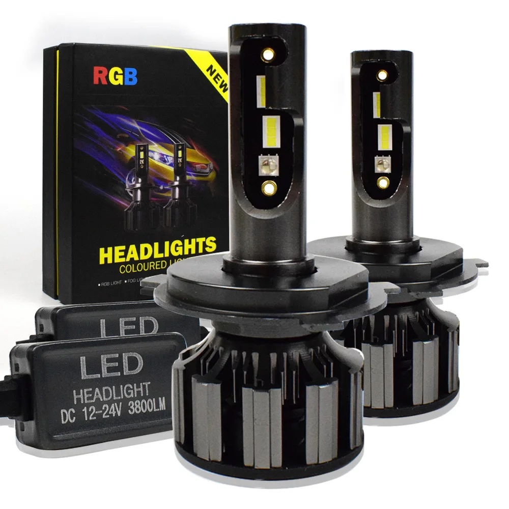 

UXUAN Car Multicolors DIY RGB Auto LED Headlight Kits H1 H7 H4 H8 HB3 HB4 H11 D1/D3 D2/D4 APP Bluetooth Remote Control Fog Light