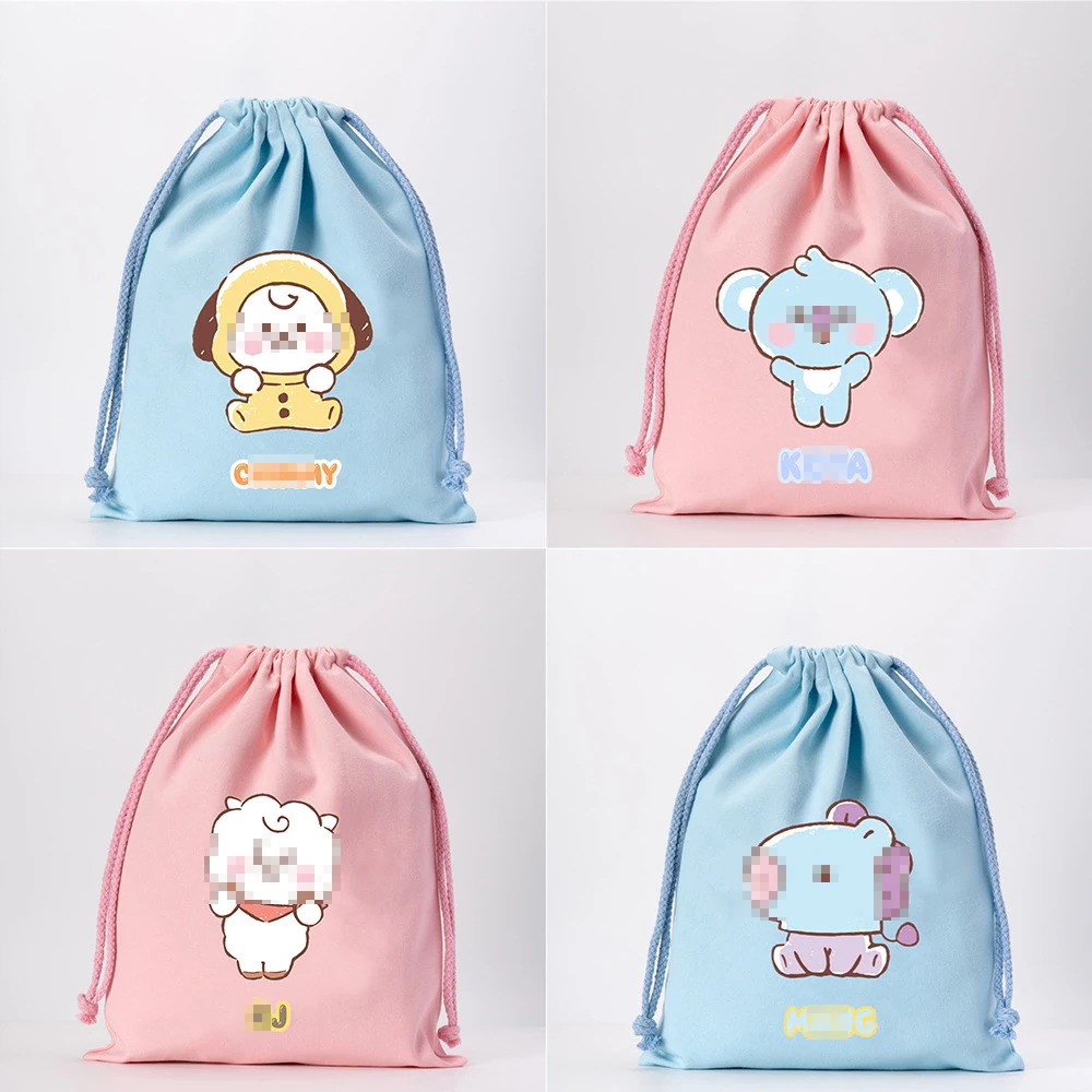 

1. cute cartoon Gift cosmetic packaging drawstring cloth bag candy color travel storage clothing drawstring bag