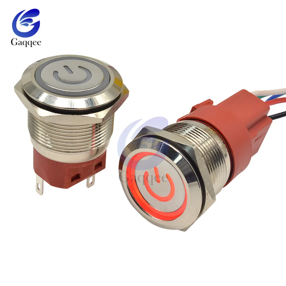 Водонепроницаемый металлический кнопочный переключатель светодиодный