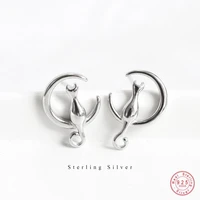 925 sterling silver korean version simple moon cat earrings women imitation allergy material fashion wedding jewelry accessories
