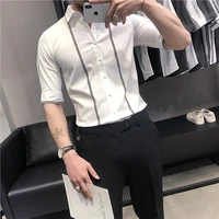 2022 brand clothing new formal stripe shirt men short sleeve shirt turn down color slim fit casual shirt camisa masculina s 3xl