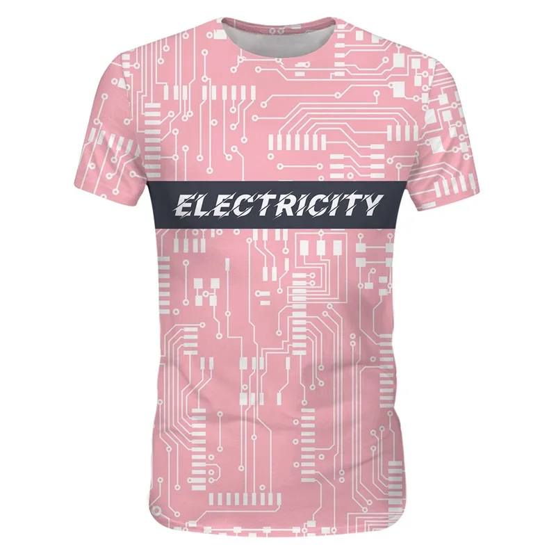 

3D Prints Blue Lines T-Shirts Men Technology Casual Short-Sleeved T Shirt For Men Harajuku Fashion Summer Clothes Men Tshirt
