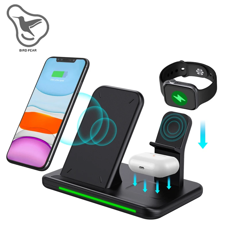 

4 in 1 15W Fast Wireless Charging Stand For iPhone 12 Pro 11 X XS XR Airpods Pro Apple Watch 6 LED Qi Wireless Chargers Holder