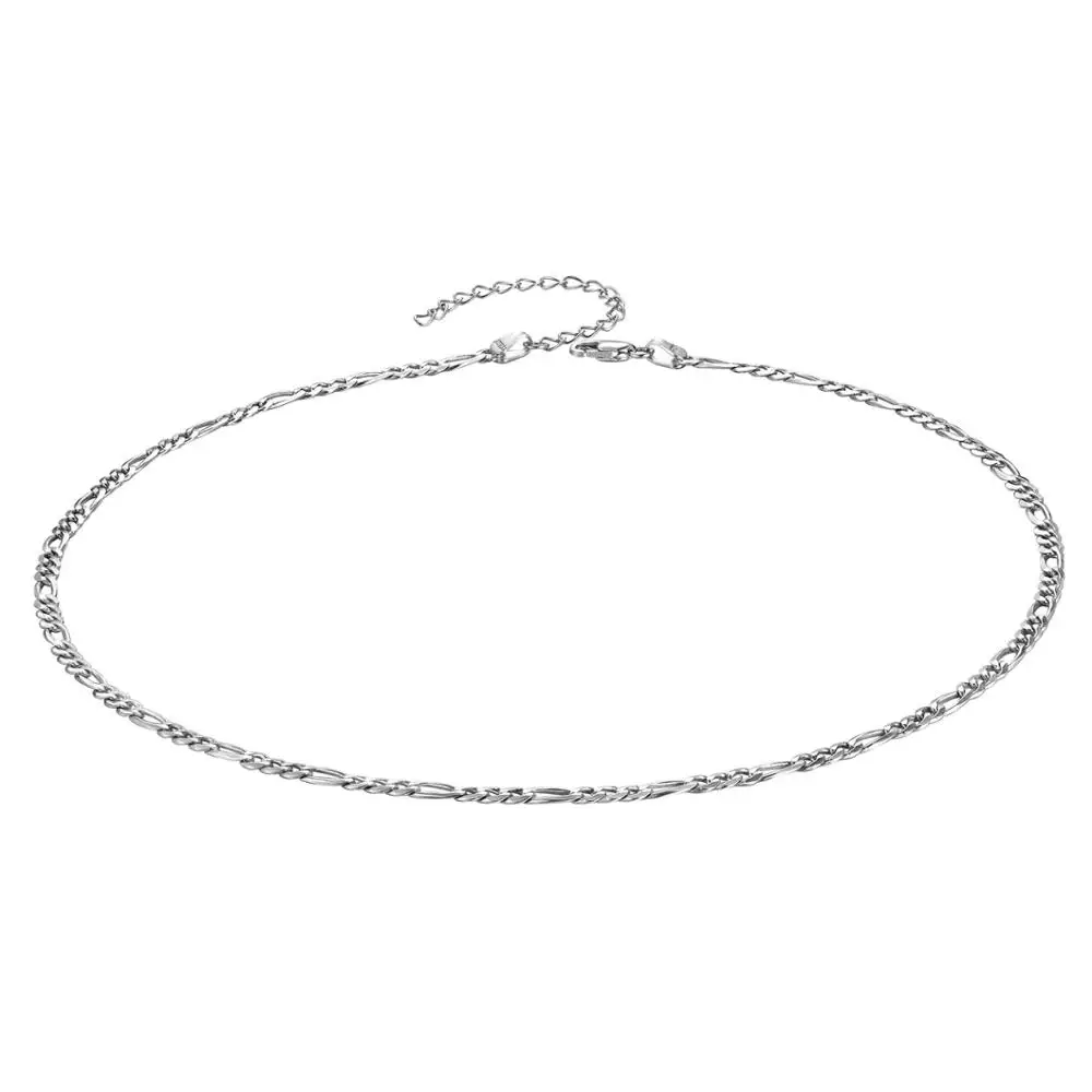 

U7 Italian 925 Sterling Silver Chain Choker Link Necklace for Women Girls 3mm 14 Inch Solid Silver Figaro Chains