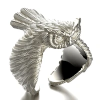 electroplating 18k gold platinum retro owl temperament personality literary wing fashion elegant unisex female opening rings