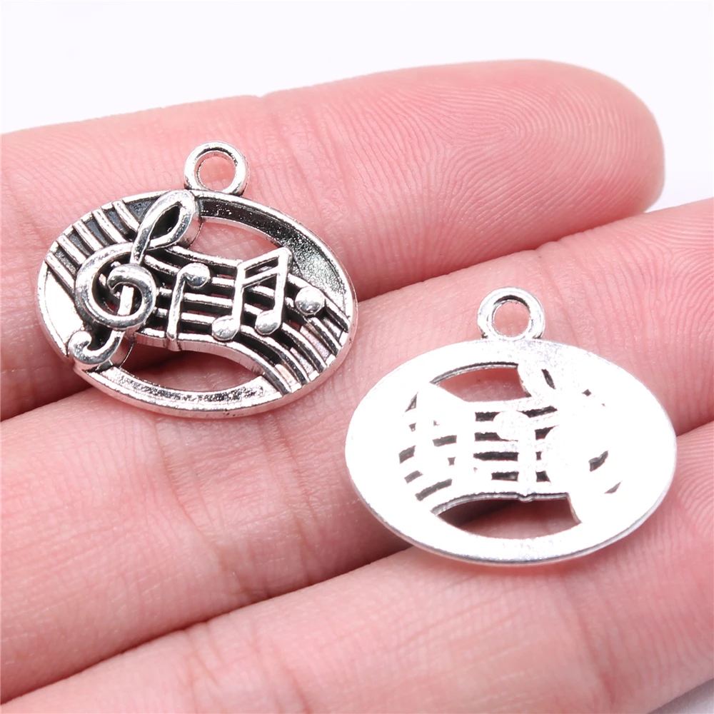 

WYSIWYG 10pcs Charms 22x20mm Musical Note Charms Pendant Antique Silver Color For Jewelry Making DIY Jewelry Findings