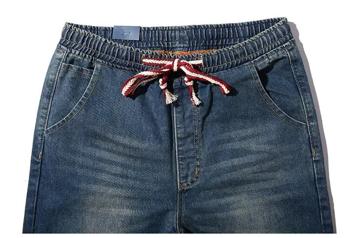 Jeans Street Hip-Hop Pants Men's Buckled Harem Jeans Loose Jeans Elastic Waist Skateboard Pants