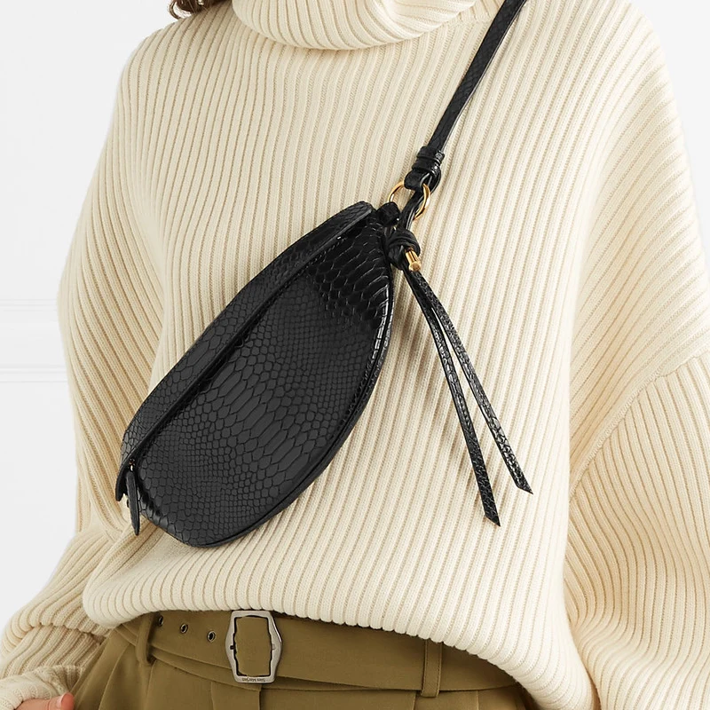 

Fashion new pockets chest bag python pattern shoulder strap casual belt bag