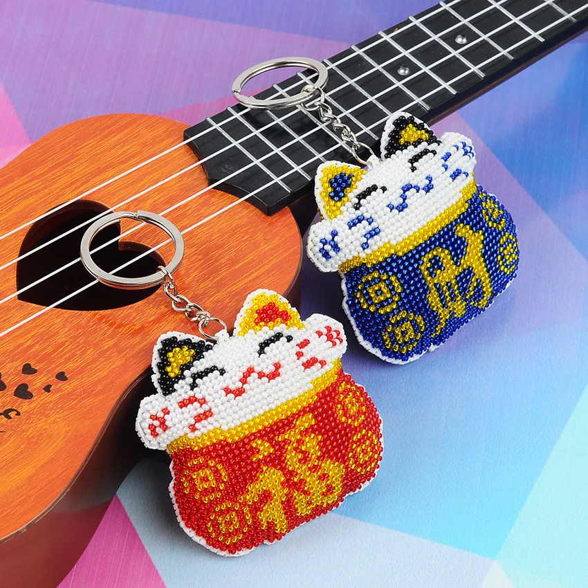 

Y065key chain seed beads animal crossing double sides craft supplies cheap art stich diy kit free shipping gift glass beads