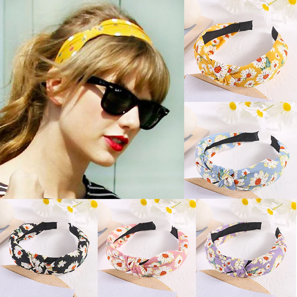 Ободок для волос с узлом Женский модный обруч маленькими цветами и узелком