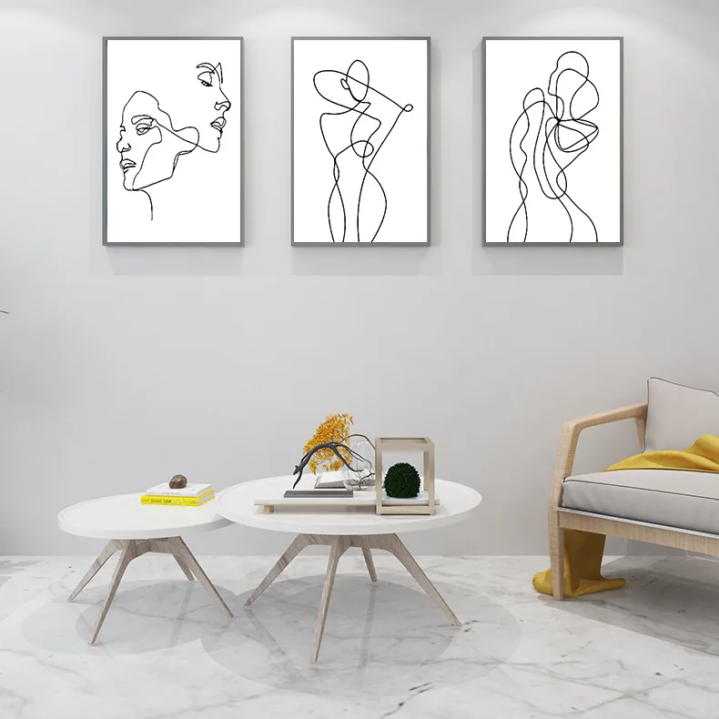 

Abstract Linear Art Living Room Paints Sexy Woman Decorative Canvas Art Painting Modern Nordic Figure Home Wall Decor Photos