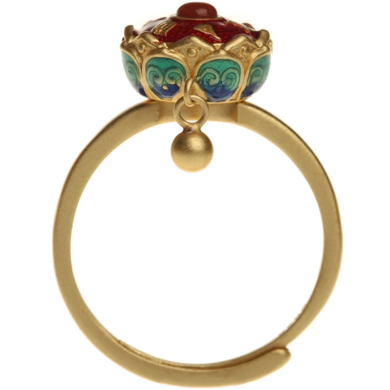 Буддистское цветочное эмалированное вращающееся кольцо для коктейлей молитвы OM