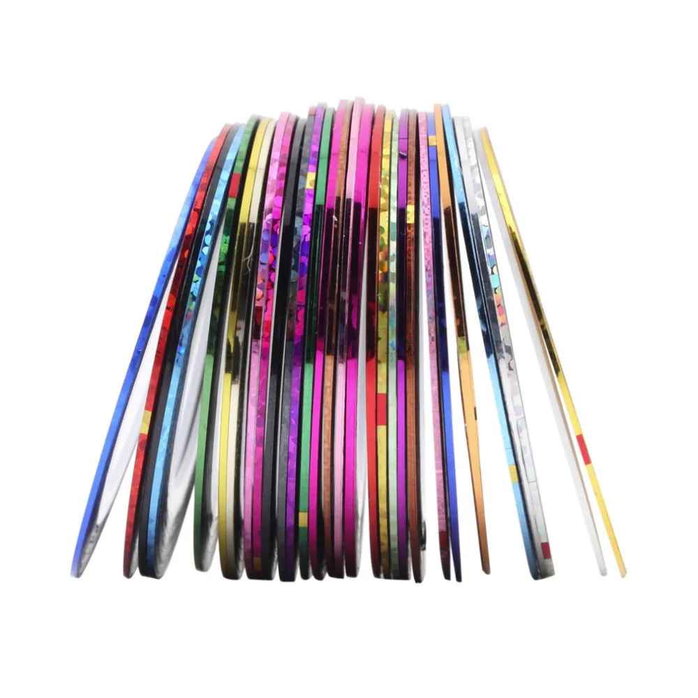 

30 colors/set Mixed Colorful Nail Beauty Roll Ribbon Decorations Striping Decals Foil Tips DIY Nail Art Design Nail Stickers