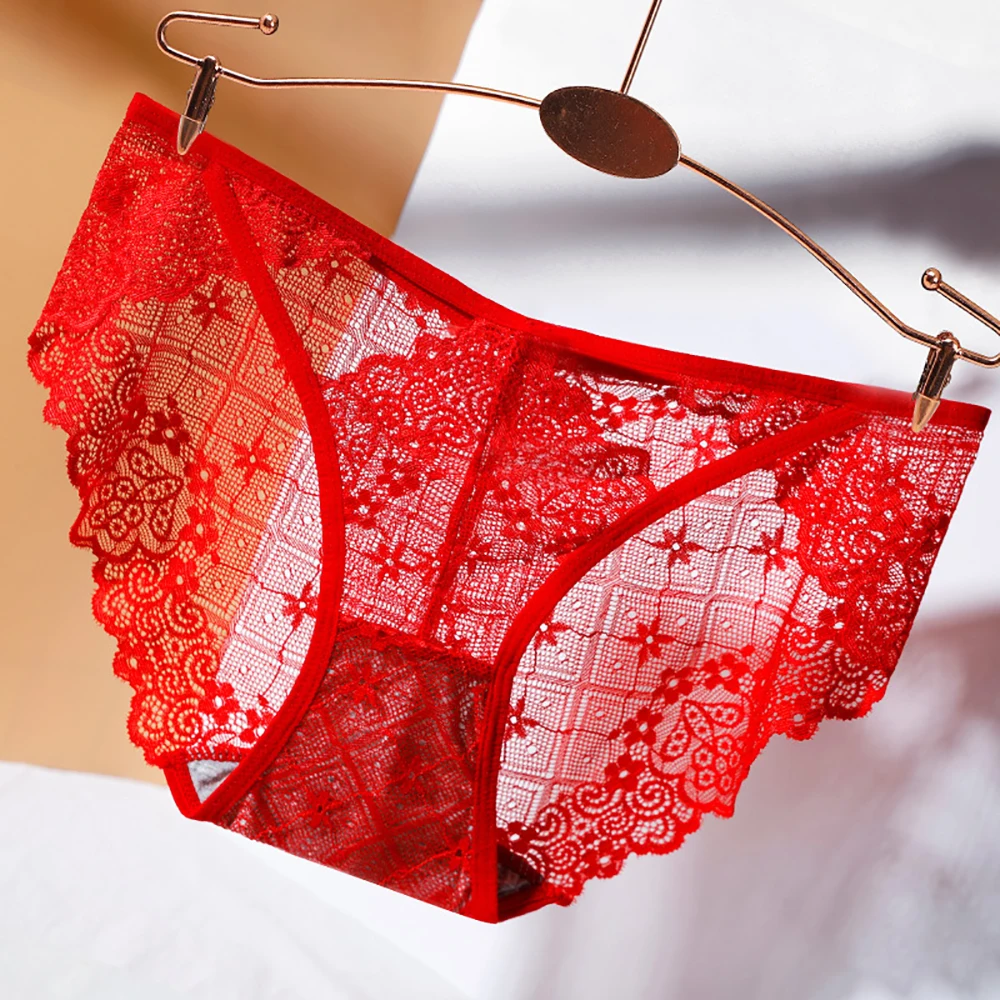 Ladies Lace Flower Underwear Sexy Hollow Mesh Lingerie Panties Seamless Thin G Strings Female Briefs Low Waist Underpants