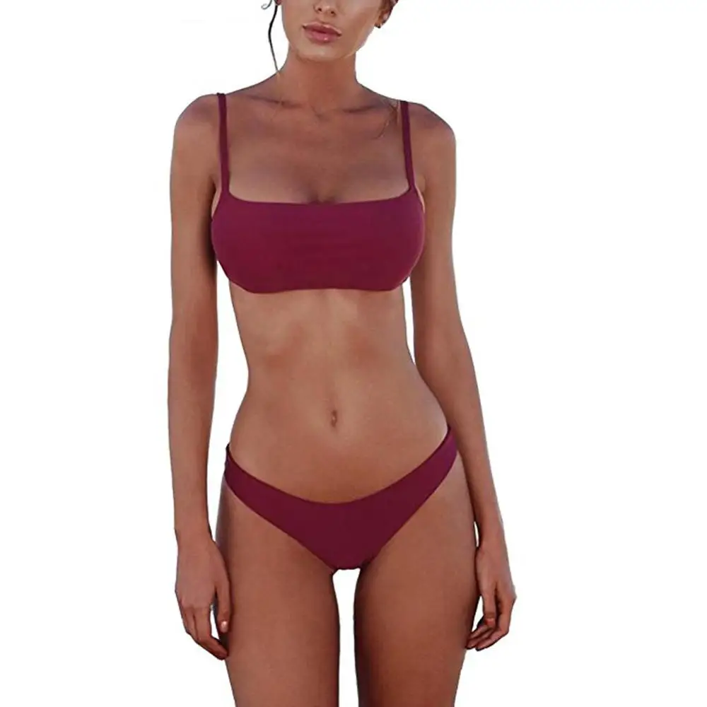 Женский костюм бикини с регулируемыми тонкими лямками купальник пуш-ап Трусики