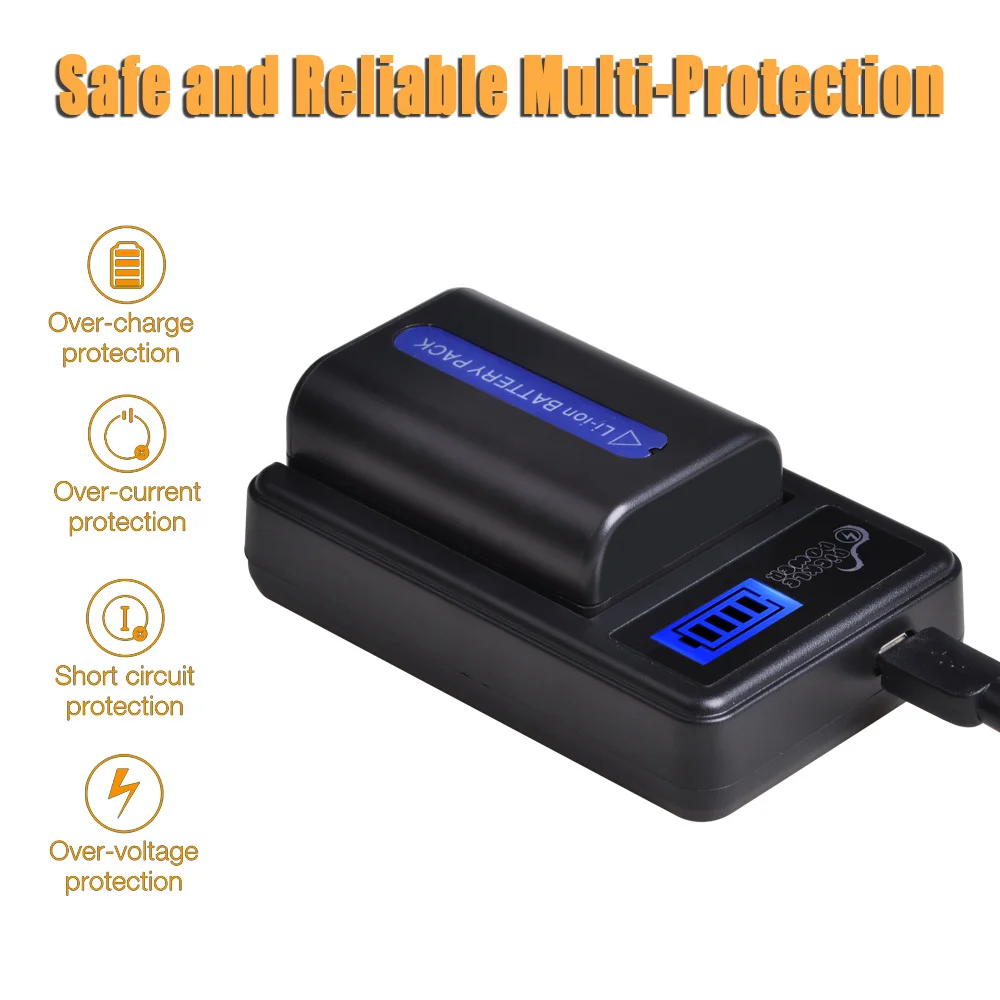 2шт 1900mAh NP FM50 батарея камеры + LCD USB зарядное устройство для Sony F550 F570 F770 F750 F960 F970 FM500H