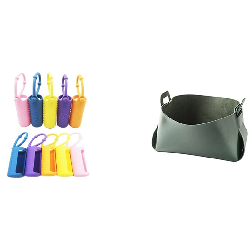 

1 Pcs Storage Box Desktop Storage Storage Tray & 1 Pcs 10ML Roller Bottle Sleeves Silicone Essential Oil Bottle Sleeve