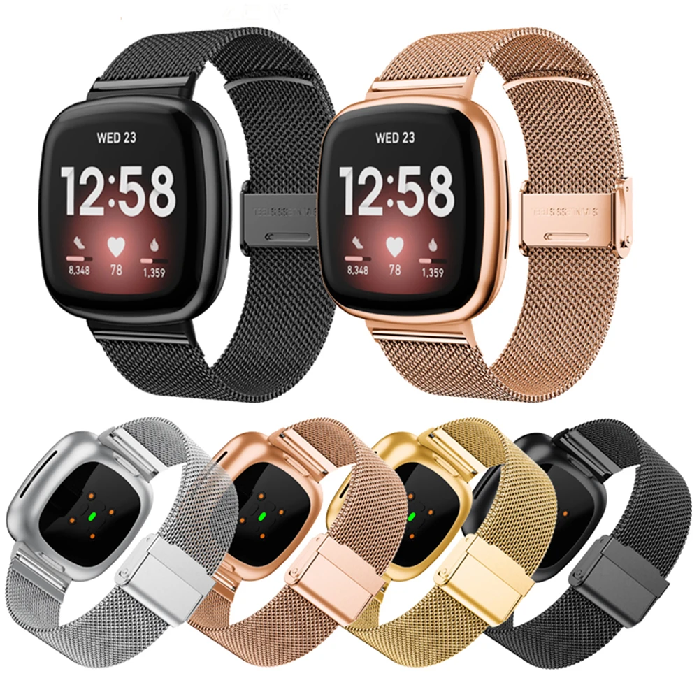 Для Fitbit Versa 3 / sense Milanese браслет из нержавеющей стали SmartWatch ремешок металлическая