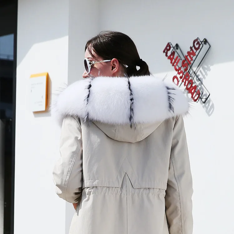 Женское зимнее пальто Tcyeek с подкладкой из натурального кроличьего меха парка