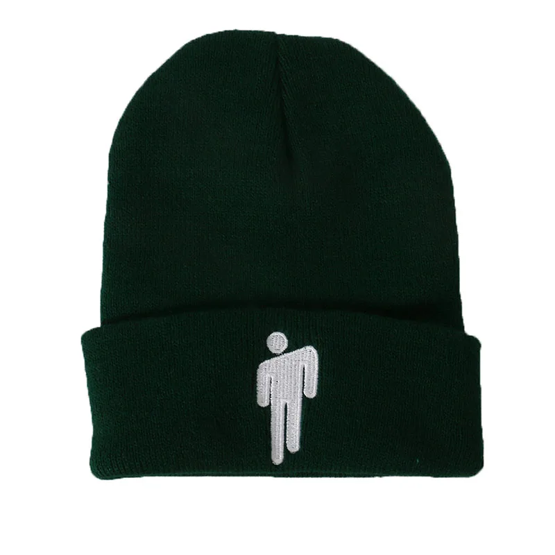 Billie Eilish Beanie 14 цветов вязаная зимняя женская шапка однотонный хип-хоп трикотажный свитер шапка для девочек повседневные теплые шапки - Цвет: 03C beanie