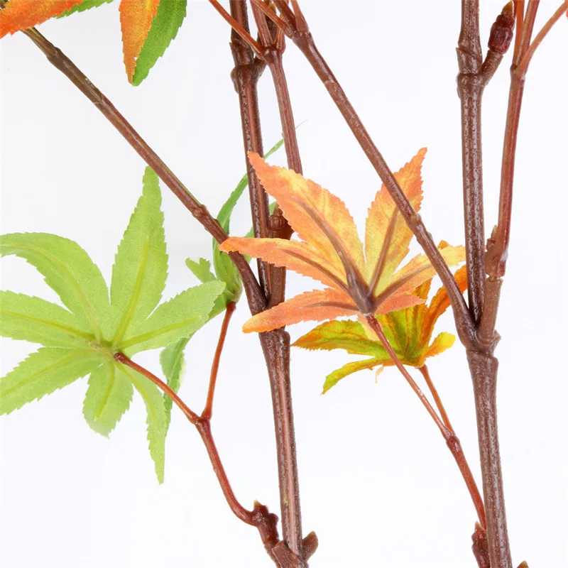 Имитация зеленых растений красный кленовый лист бонсай для гостиной настольная