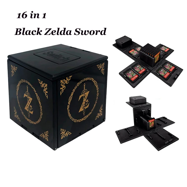 Black Zelda Sword Футляр для игровых карт премиум-класса с переключателем NAND, коробка для хранения с переключателем, складывающаяся коробка для карт NS, сохраняющая 12 карт - Цвет: Black Zelda Sword
