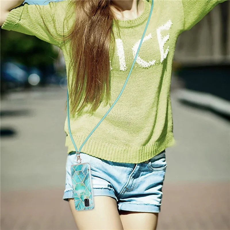 

Marble Hanging Rope Phone Case For Xiaomi Mi 10T Pro Mi 10 10T Lite 5G Poco X3 NFC Cases With Lanyard Soft IMD Back Cover Capa