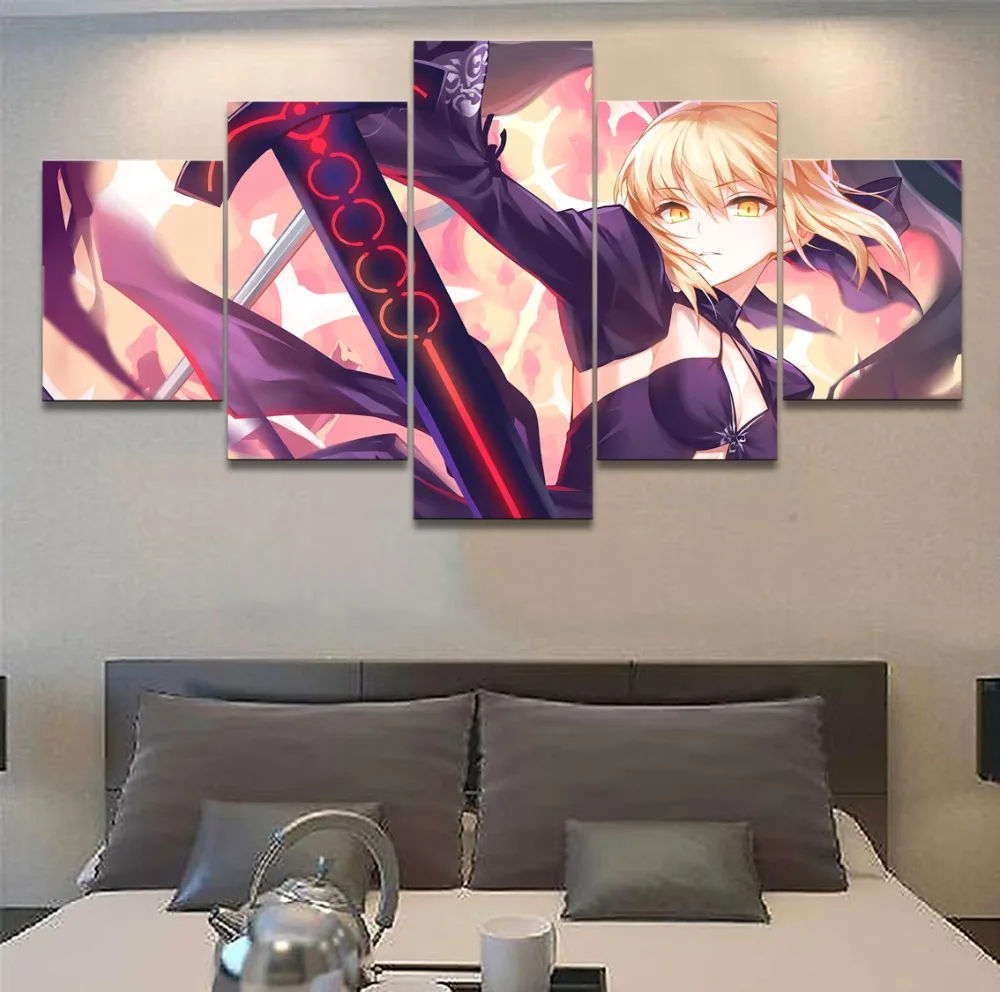 Настенная живопись на холсте 5 панелей аниме Fate Grand Order Постер саблей альтер