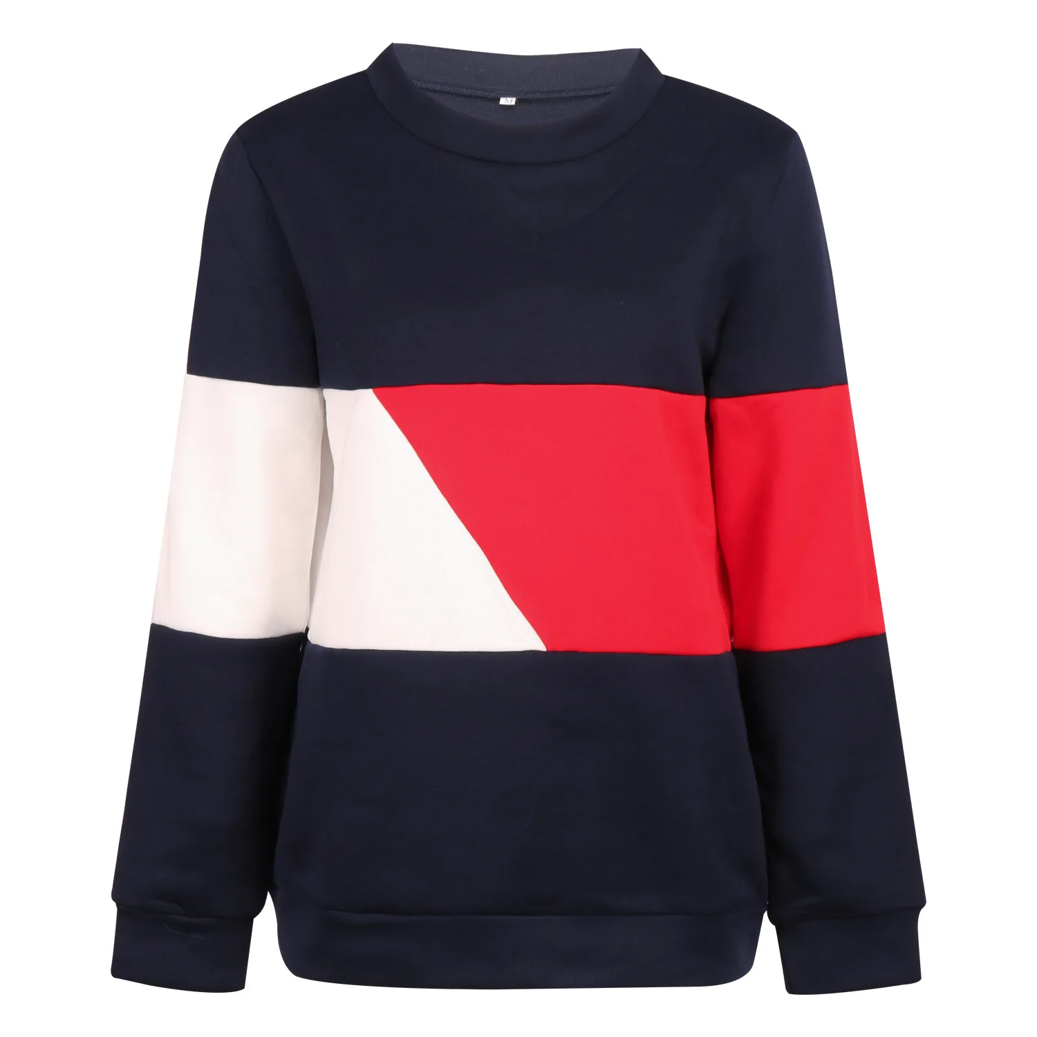 

Woman's Casual Ladies Color matching Sweatshirt The Autumn Winter Patchwork Long Sleeve O-Neck Hoodies Female Fashion Pullover