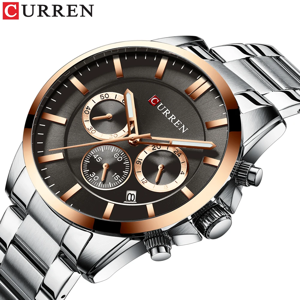 

CURREN Watch Men Business Classic Man Watches Stainless Steel 3 Sub Dial Calendar Chronograph Waterproof Relogio Masculino Gift