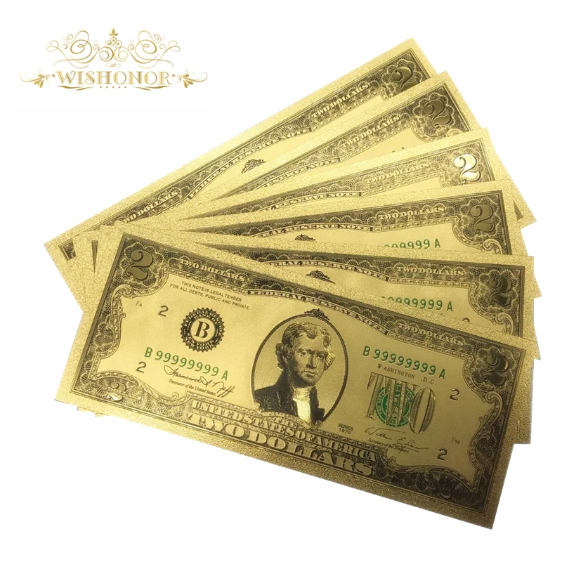 Wishonor лучшая цена за цвет США золотые банкноты 1 доллар в 24k бумажные деньги для