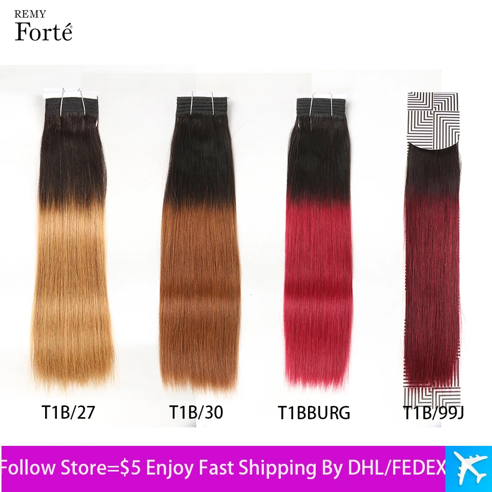 

Brazilian Straight Hair Bundles Pre Colored Remy Weaving Ombre Human Hair Extension 2 Tones Honey Blonde 1B/30 1B/99J Fast USA