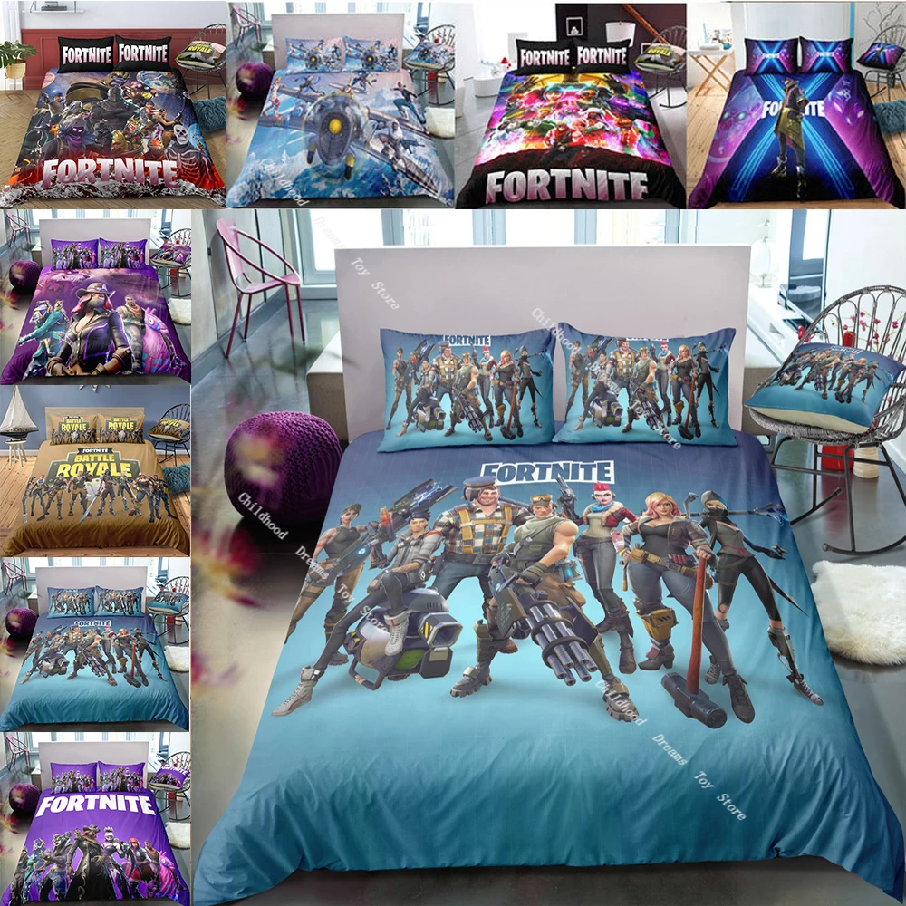 

Fortnite Bedding Sets Quilt Duvet Cover Game Anime Pillow Case King Boy Girl Adult Bedroom Decoration Duvet Cover Set Comforter